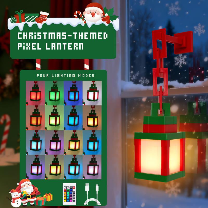 DIYCOM Funny Pixel Soul Lantern Night Lamp RGB Changing Light Rechargeable Remote Control Handmade Design Four Lighting Modes for Bedroom Gaming Space Halloween Party Decoration Creative Birthday Gift 16 Color Remote Control Version